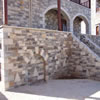Detail showing the stonework terrace wall and stairs.